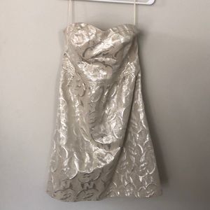 Silver and cream strapless dress